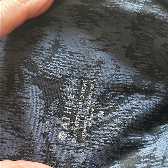 Athleta Black and blue Tight pant and crop top set with Subtle Pattern - Picture 6 of 11